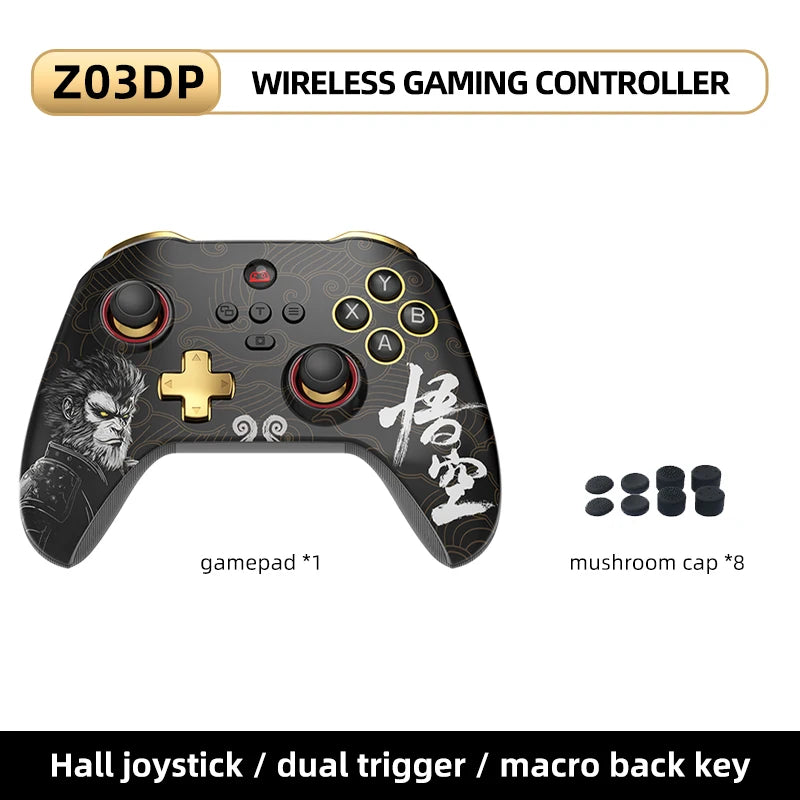 Z03DP Black Myth Wukong Gamepad 800Hz Wireless Dual Vibration Gaming Controller 6-Axis for Switch/IOS/Android/PC Hall Joystick