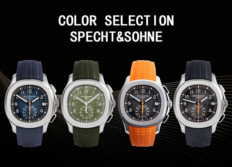 New Arrivals Specht&Sohne Brand Men Quartz Watches 40MM Rose Gold Stainless Steel  Male Functional 5167 Sports Wristwatch 5Bar
