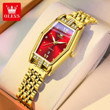OLEVS Brand Casual Stainless Steel Female Wristwatcch Relogio Feminino Luxury Gold Red Quartz Ladies Watch Fashion Women Watches