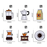 Coffee Maker Enamel Brooch Coffee Bean Grinder Coffee Kettle Cup Bag Barista Badge Punk Lapel Coffee Collection Pin Jewelry Gift