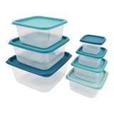 14 Piece Nestable Food Storage Containers Dishwasher Safe Clear Plastic Kitchen Organizer Ideal Home and Outdoor Use