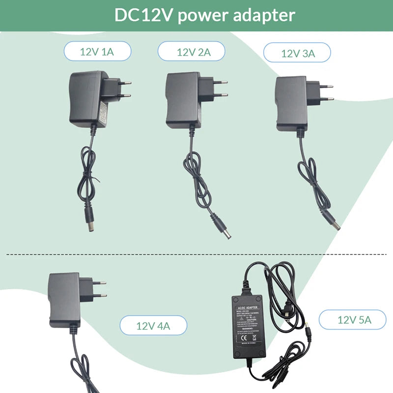 AC 110-240V DC 12V 1A 2A 3A 5A 6A 8A Universal Power Adapter Supply Charger adapter Eu Us Au Uk for 5M 10M 30M LED Light Strips