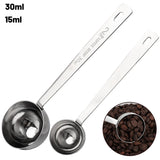Coffee Scoop Stainless Steel Powder Compactor Spoon with Scale Long Handle for Ground Coffee Spices Baking Measuring Supplies