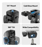 Ulanzi LA04 Univeral Light Stand Adapter with 1/4" Cold Shoe Mount for Phone Stand DSLR Camera LED Light 180° Tilt for Lighting