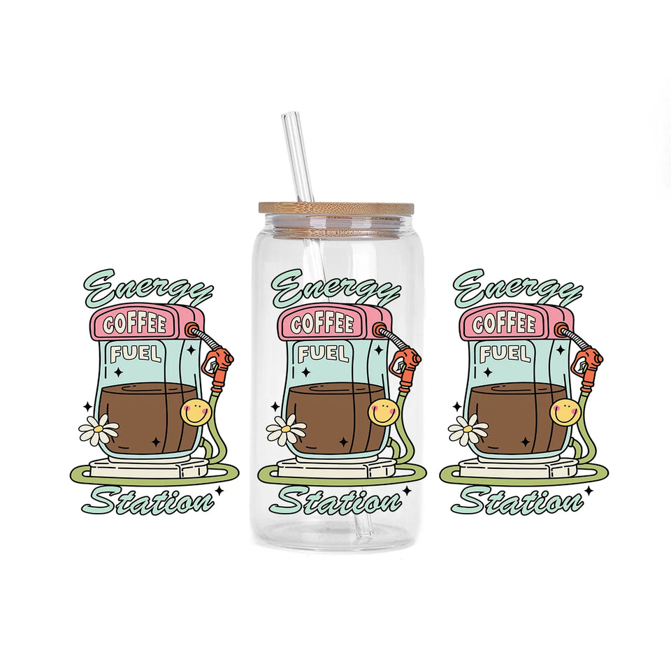 Coffee vibe Series easy peel waterproof DIY decoration decals 3D transfers uvdtf crystal sticker 16oz uv dtf cup wraps