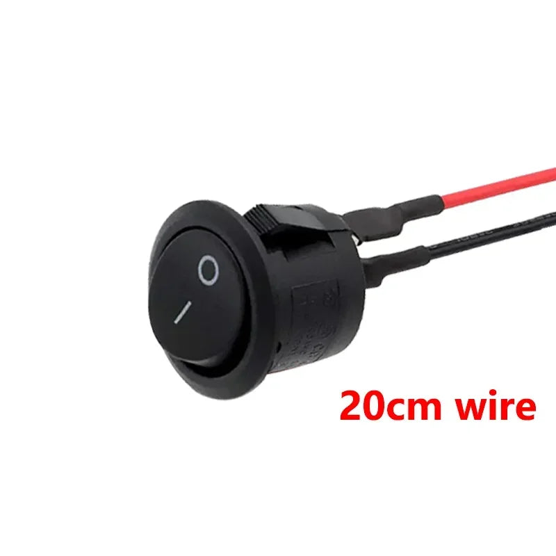 Mini Rocker ON Off 2/3Pin Toggle Square Round Electrical Switch with Pre-Wired 20cm 6A/250V10A/125V