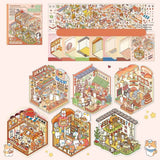 Collection of Miniature Scenes 3D Stereoscopic Hut Miniature Scene Stickers Hand Tent Landscape Stickers Children's Puzzle Toys