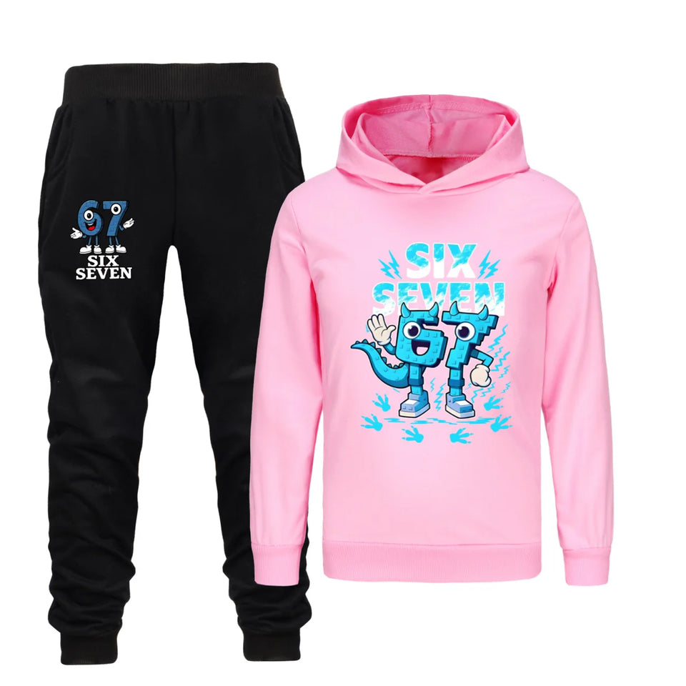Kids Clothes Steal a Brainrot Six Seven 6-7  Baby Girls Hooded Sweatshirt Pants 2pcs Set Boys Autumn Pullover Tracksuits 5192