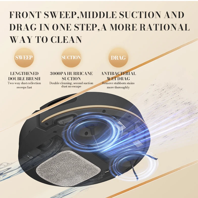 NEW 3 IN 1 Intelligent Vacuum Sweeping Mopping Robot Home Fully Automatic Cleaning Machine APP Control With Water Tank Robot