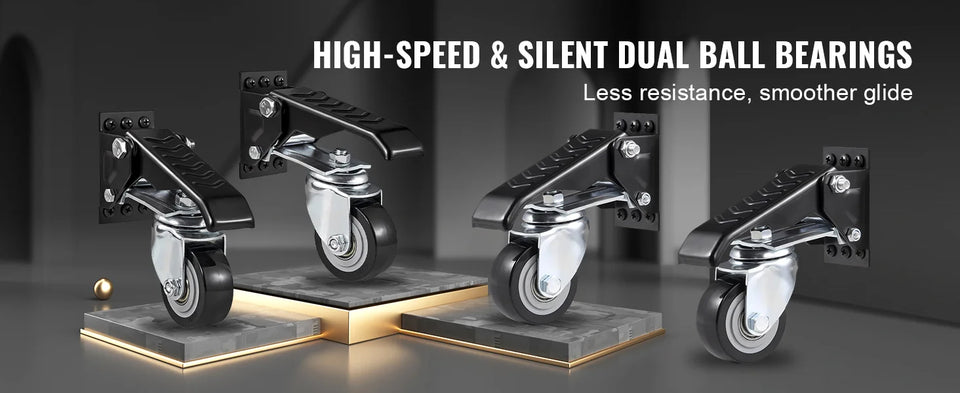 SucceBuy 165 lbs 2.5" Set of 4 Workbench Caster Wheels Side Mounted Retractable Stepdown Wheel 360° Swivel for Tables Equipment