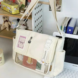 Y2K Japanese Harajuku School Bags for Teenage Girls New Transparent Itabag Crossbody Bag DIY Badges Display Plate Ita Bag