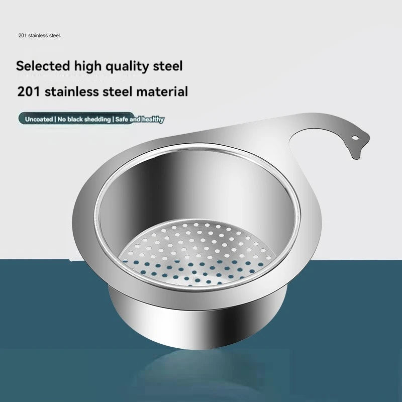 Stainless Steel Swan Sink Strainer Basket Kitchen Sink Garbage Filter Swan Dry And Wet Separation Hook Drain Rack