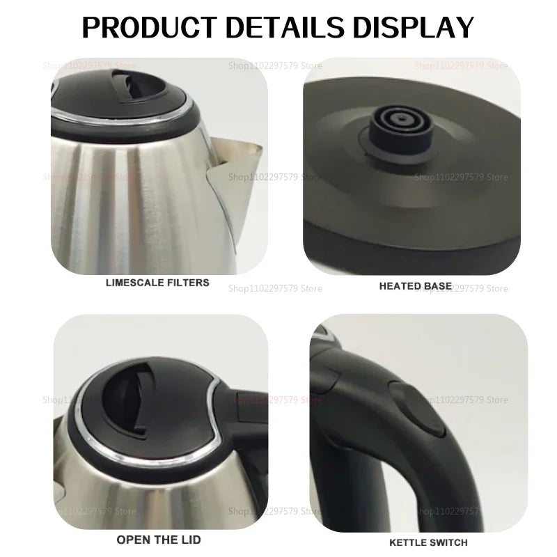 Electric Kettle 304 Stainless Steel Durable Portable Water Boiler Pot Fast Boil for Home During  Electric Water Kettle for Home