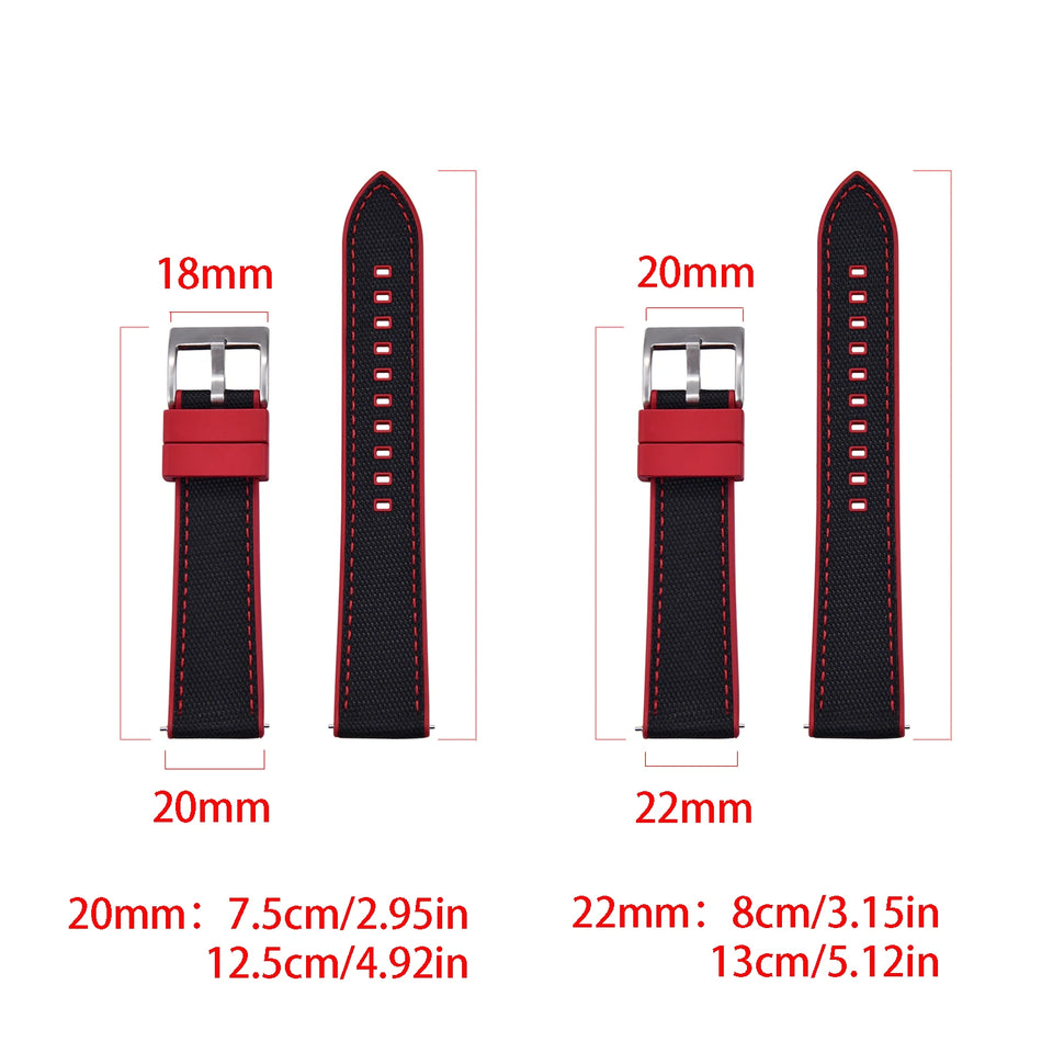 High Quality Hybrid Nylon FKM Watch Strap 20mm 22mm Quick Release Fluoro Rubber Nylon Watchbands For Each Brand Diving Watches