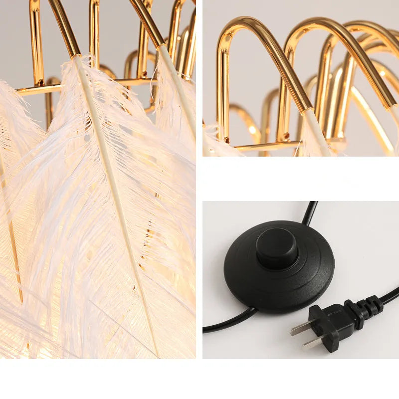 Modern Floor lamp for Living room Studio Bedroom Girl room feather lamp tripod minimal Gold floor table lamp