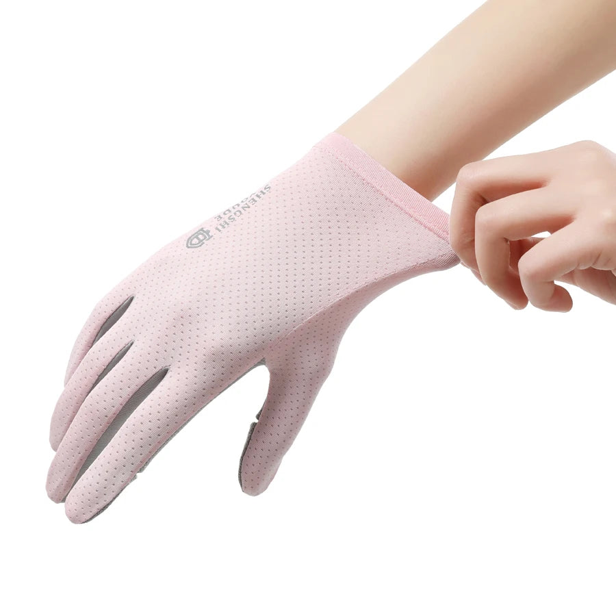 Sunscreen gloves for men and women, touch screen, ice silk thin design, large size, summer outdoor driving, cycling, rider, sun