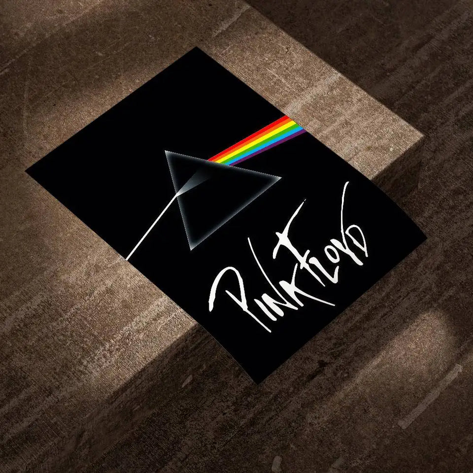 P-Pink-k F-Floyd Band Poster Self-adhesive Art Waterproof Paper Sticker Coffee House Bar Room