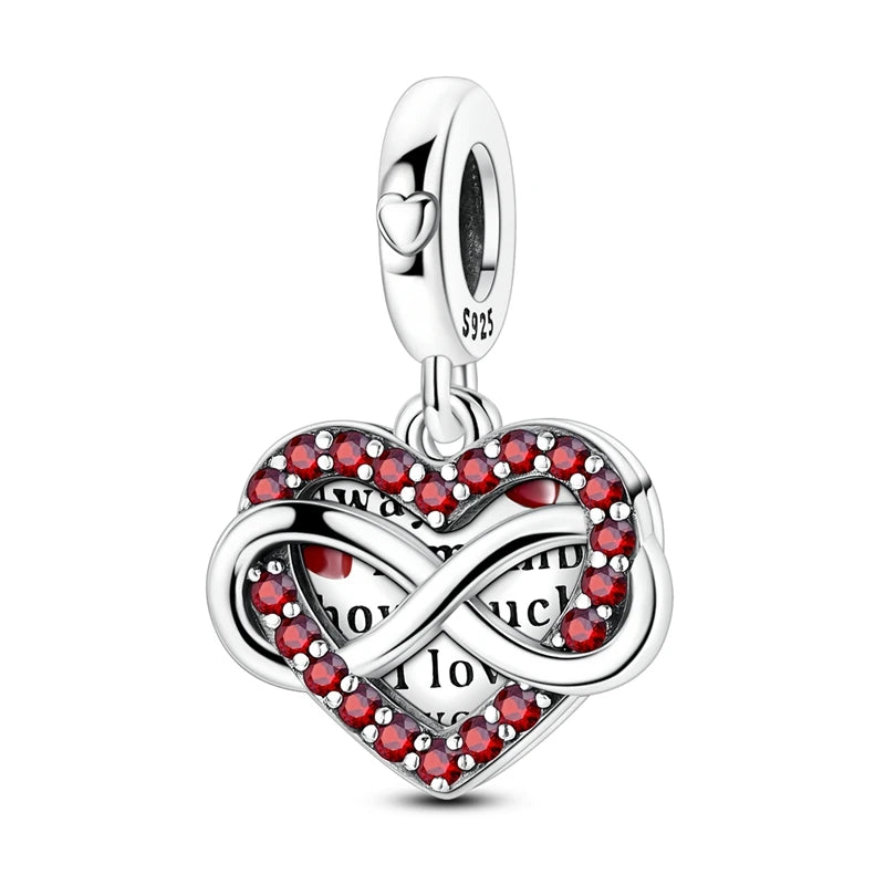 Red Series 925 Sterling Silver Koi Firecracker Dragon Heart Mushroom Coffee Machine Charm Fit DIY Bracelet Necklace Niche Gifts