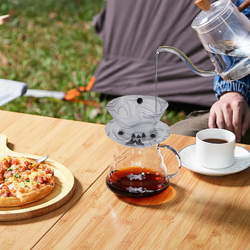 Outdoor Lightweight Folding Tableware Portable Bowl Plates Coffee Filter Funnel Cup Heatproof Food-Grade Tableware Easy to Clean
