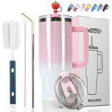 WATERSY 30oz/40oz Stainless Steel Thermal Cup Large Capacity Tumbler with Handle & Straw Insulated Mug Travel for Coffee