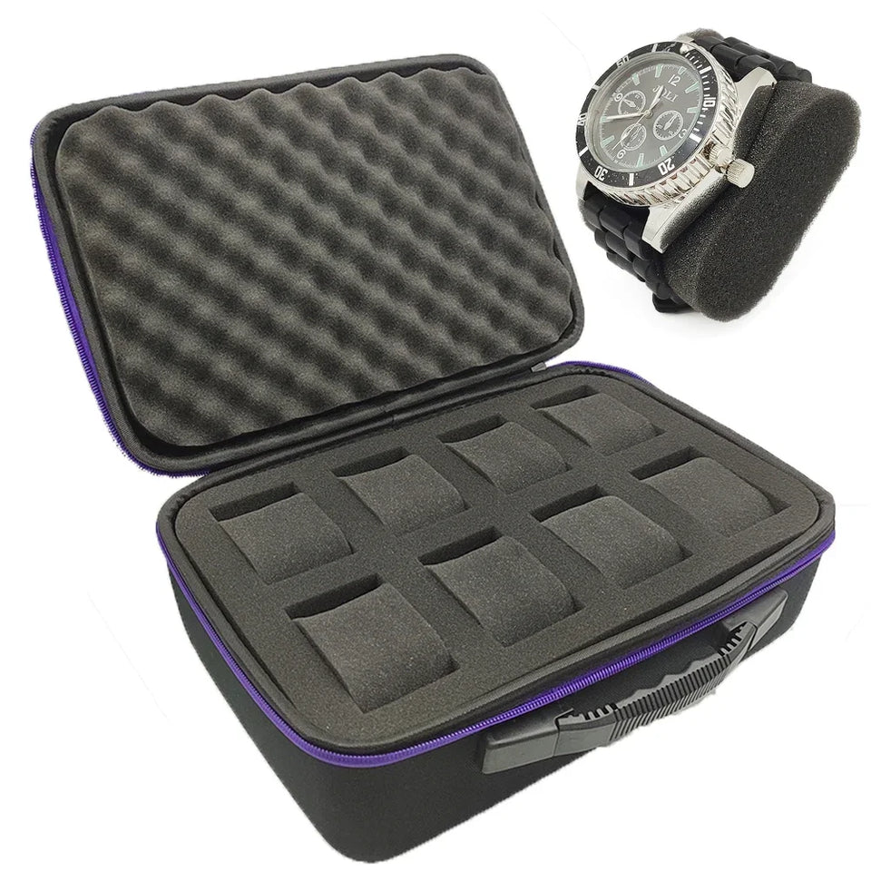 8 Slot Watch Box Sponge Watch Storage Organizer Protective Safety Canvas Shockproof EVA Storage Case for Most Watches
