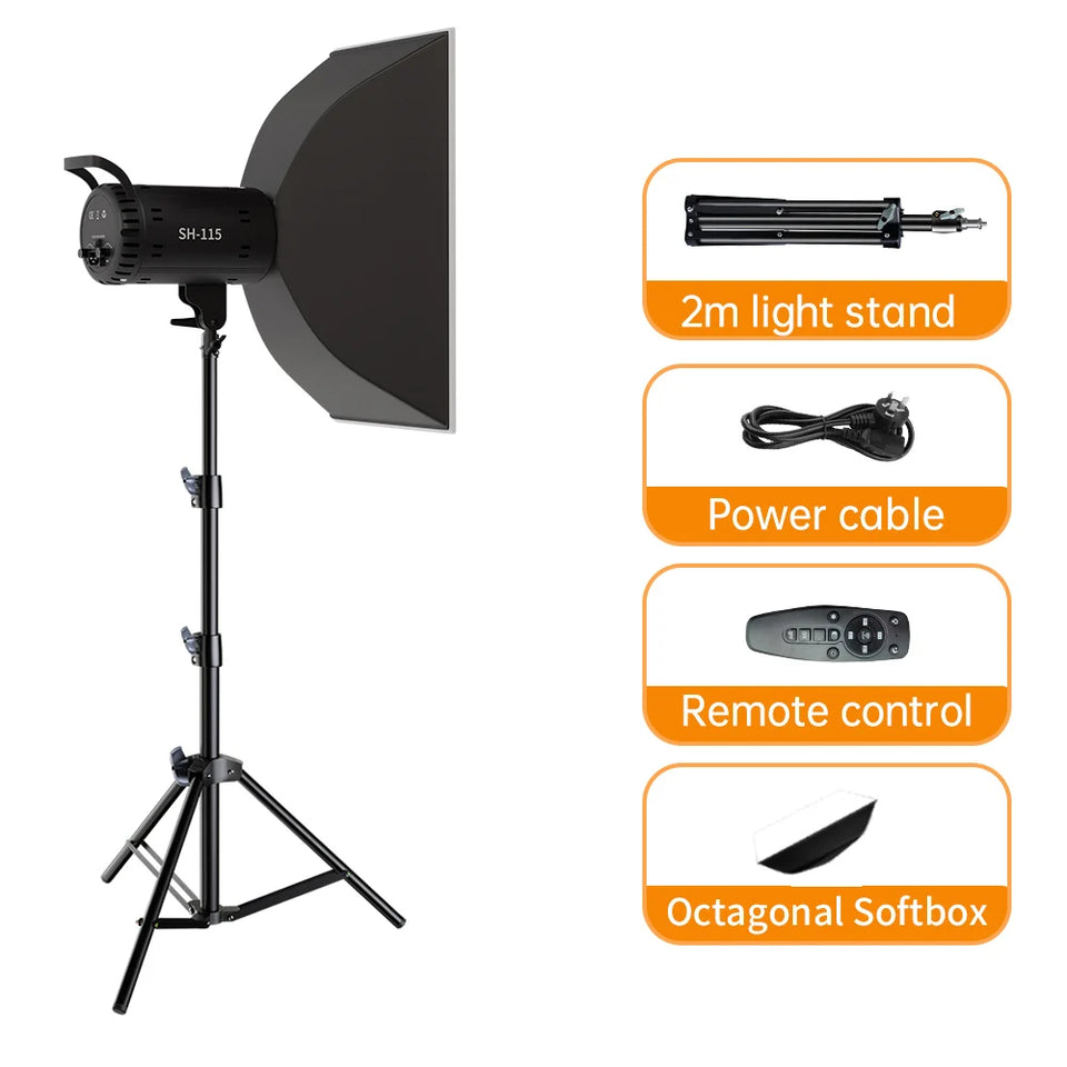 SH 115/135W LED COB Video Light Photography Lamp With Tripod Softbox Remote Control Video Light For Skit Video Photography