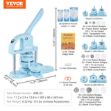 SucceBuy 3-IN-1 Button Maker Button Maker Machine with Panda Magic Book  Ergonomic Arc Handle Punch Press Kit