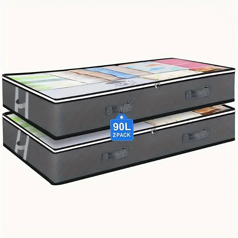 Under Bed Storage Containers Ample Quilt Storage, Dustproof, Space Saving, Convenient Under Bed Solution Closet Organization