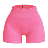 High-waisted Yoga Pant For Women, Designed To Lift And Shape, Tight-fitting With Solid Color And Ribbed Texture, Sports  Shorts