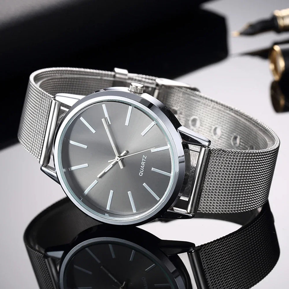 Fashion Women Watches Luxury Metal Analog Quartz Wristwatch Sliver Mesh Belt Simple Elegant Ladies Watch Relogio Feminino