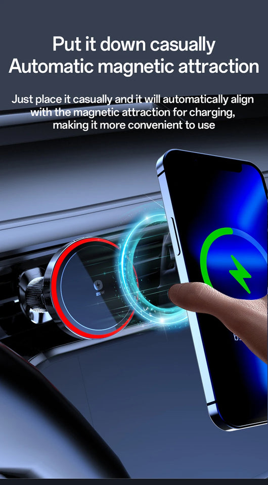 Qi2.2 Car Magnetic Wireless Charger Stand  LED Phone Holder  Air-Cooling Fast Charging Station For Magsafe iPhone 17~12 Pro Max
