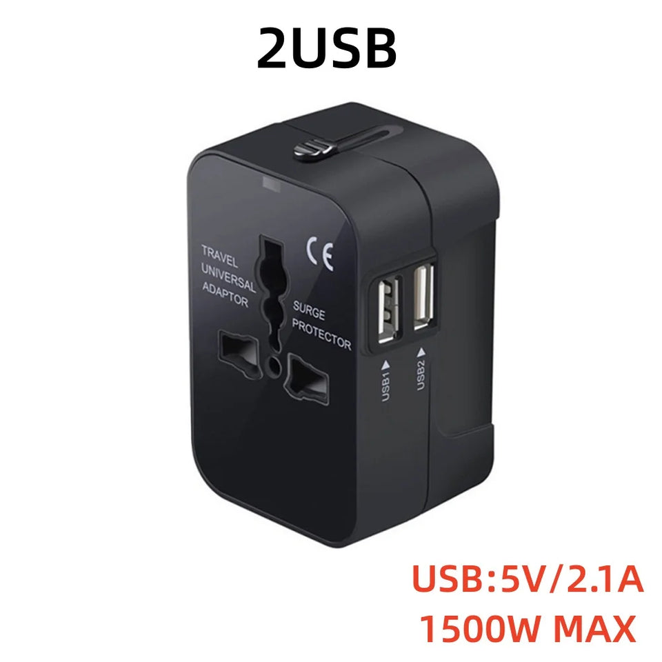 Universal Travel Adapter EU UK US AU AC Power Charger Adapter Global Conversion Plug Dual USB PD Port Travel Conversion Socket