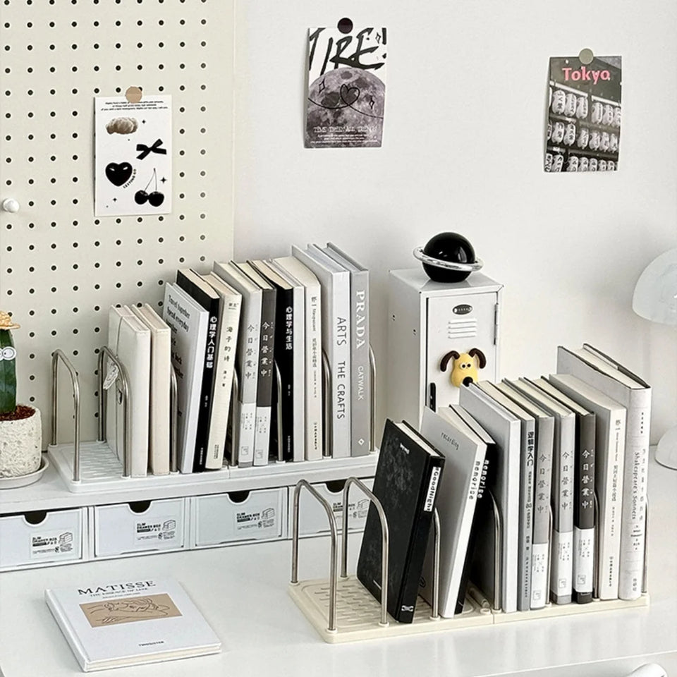 Desktop Bookshelf Book Magazine Storage Rack Desk Organizer Detachable Vertical Divided Books Holder School Office Supplies
