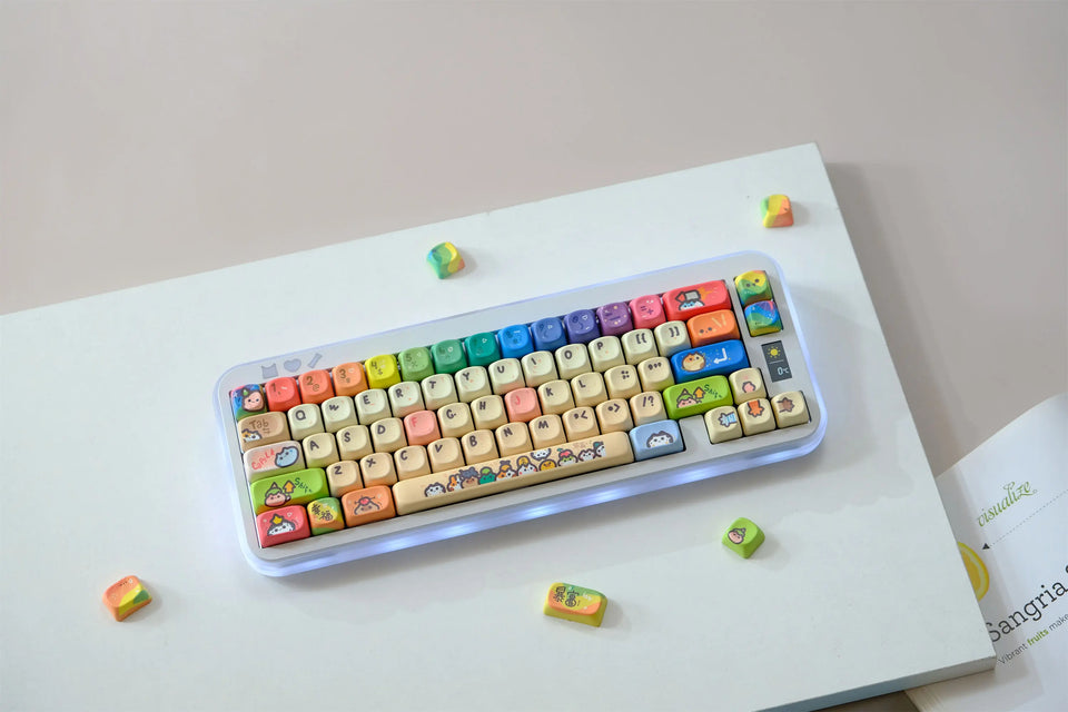 Cat Party Keycaps Set 132 Keys PBT Material Keycaps MOA XOA Profile DYE-SUB For MX Switch Wooting Mechanical Keyboard Keycap