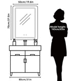 50x70cm LED Bathroom Mirror Vanity Mirrors with Backlit Lights Fogless Makeup Mirror Wall Mounted with Demister