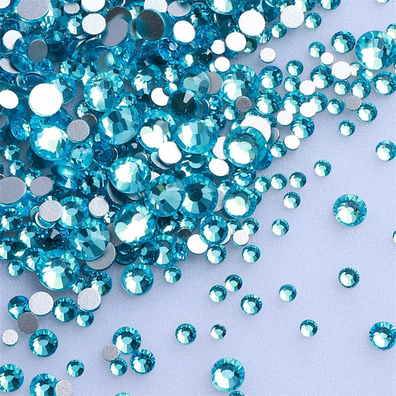 1440Pcs Mix Size Glass Flatback Rhinestone Glitter Crystal AB Round Diamond Non Hotfix Glue On Stone for DIY Nail Art Decoration