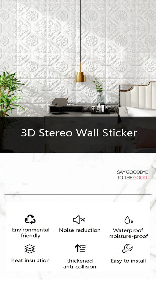 1-10pcs 70x70cm 3D Room Decor Decoration Self-adhesive Wall Stickers Foam Waterproof Anti-collision Wallpaper Ceiling Background