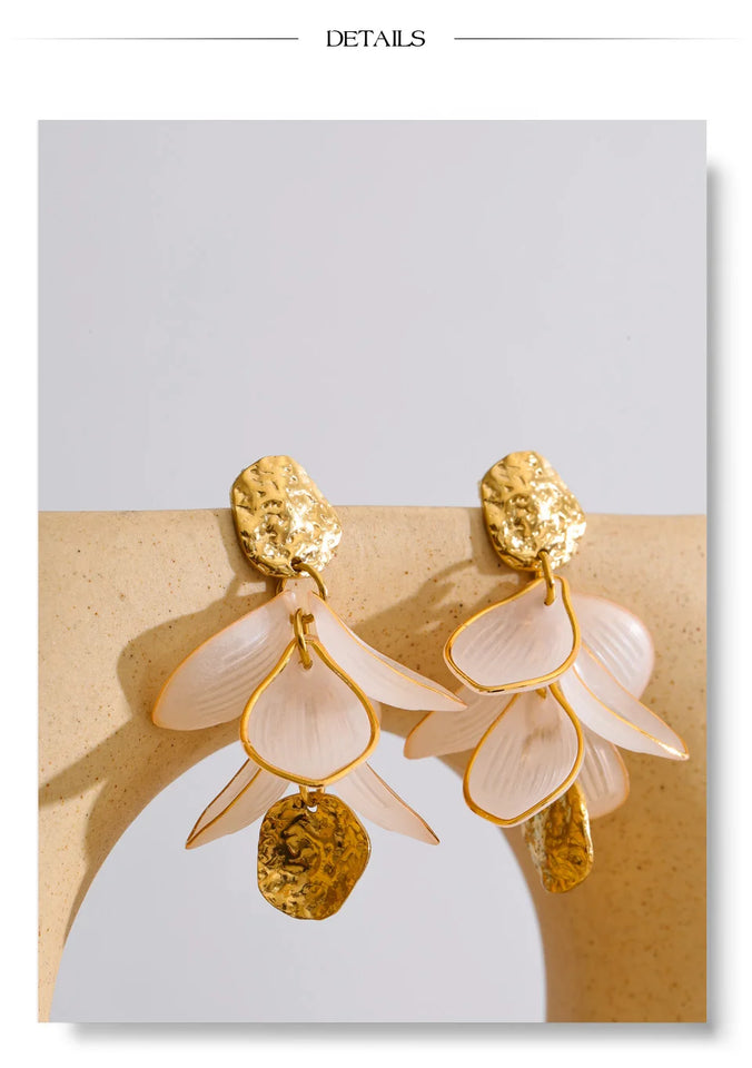 Yhpup Resin Acrylic Flower Petal Drop Earrings 2026 Stainless Steel New Arrivals Popular Spring Summer Charming Handmade Jewelry