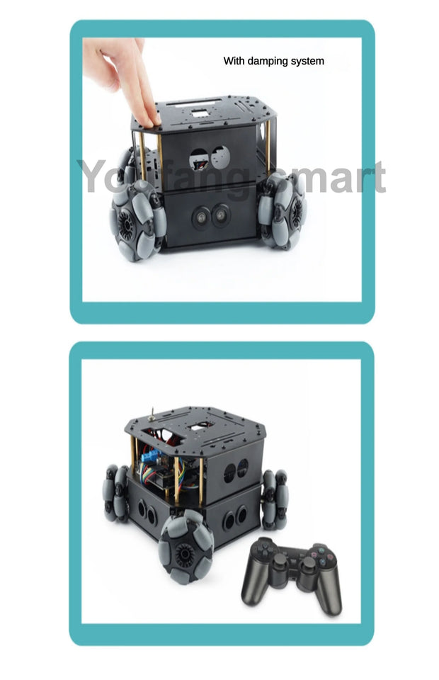 4 Dof Robotic Arm with 4WD Car Omni Wheel Obstacle Avoidance Motor Servo RC Car for Arduino Robot DIY Kit Ps2 Programmable Robot