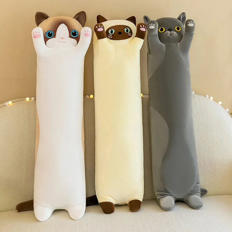 15 Styles 50-150cm Long Cat Plush Toys Stuffed Soft Pause Office Dog Doll Bed Sleepping Pillow Home Decor Birthday Girls Gifts