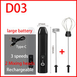 HOT  Electric Milk Frother + Egg Beater Wireless Type-C Charging 3 Speeds Mini Handheld Foam Maker Coffee Whisk Cooking Tools