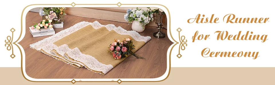 Natural Burlap Table Runner Farmhouse Jute Fabric Kitchen Coffee Tablecloths for Wedding Aisle Carpet Garden Outdoor Decorations