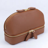 Personalized Cosmetic Bag Pu Leather Women Travel Makeup Bag with Jewelry Organizer Case 2 in 1 Ladies Travel Clutch Pouch