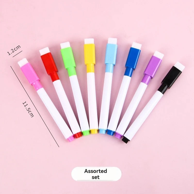 100/5Pcs Dry Erase Whiteboard Markers Set, Washable Pens with Magnetic Eraser for Office Whiteboards & Art Supplies