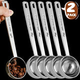 Coffee Scoop Stainless Steel Powder Compactor Spoon with Scale Long Handle for Ground Coffee Spices Baking Measuring Supplies