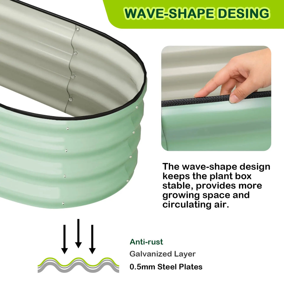 2-Pack Oval Galvanized Steel Raised Garden Bed Open Base Safety Edge Metal Planter Box Raised Beds for Vegetables Flowers Herbs