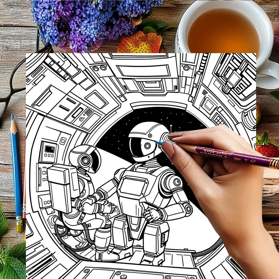 Robots Coloring Book for Adult | 28 Pages Colouring Book, Drawing Supplies for Christmas, Thanksgiving