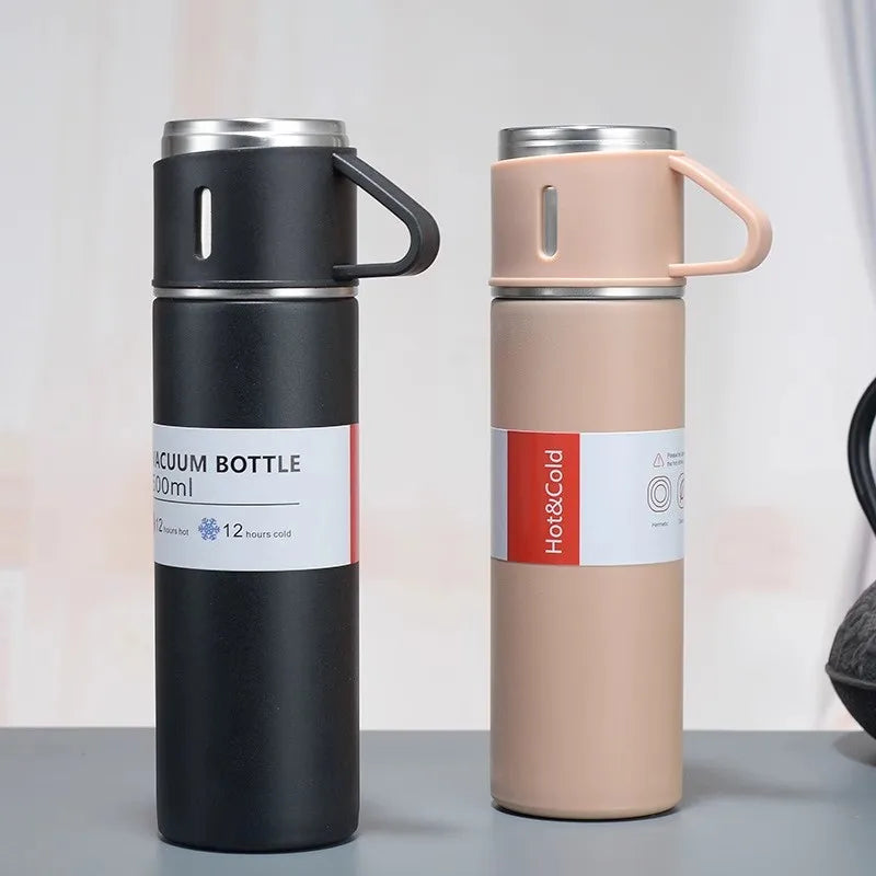 500ml 304 Stainless Steel Vacuum Insulated Water Bottle Portable Tea Coffee Bottle Office Gift Set Travel Leak Proof Thermal Mug
