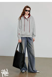 TOYOUTH Women Hoodies Sweatshirt 2025 Autumn New Contrasting Color Embroidery Splicing Hooded Pullover Tops