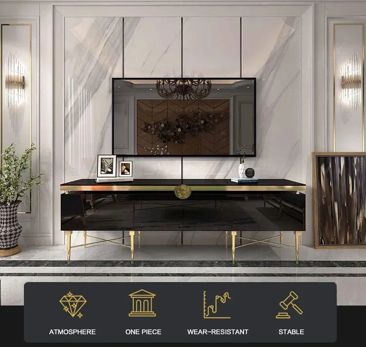 TV Table Small Sitting Room Ground Ark Of Stainless Steel Wooden Furniture Of The Lacquer That Bake
